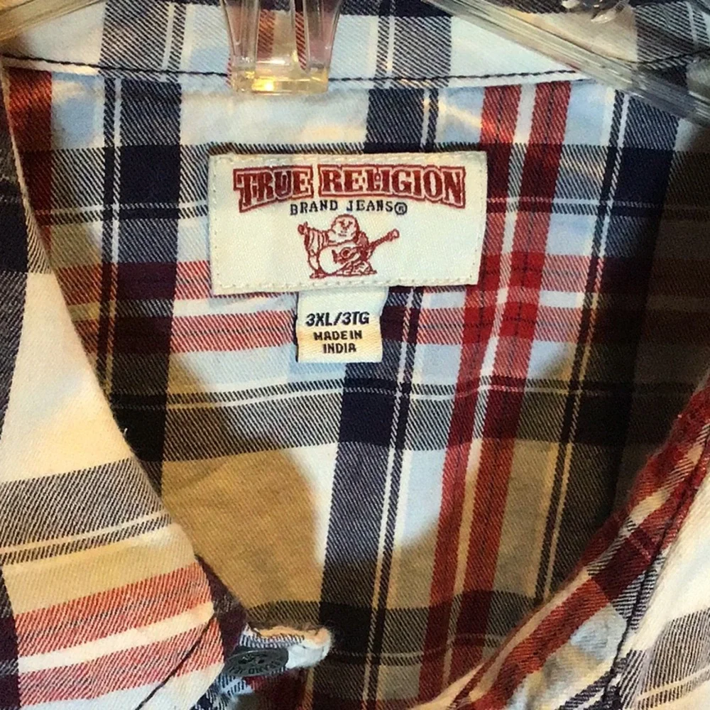 True religion plaid button down shirt